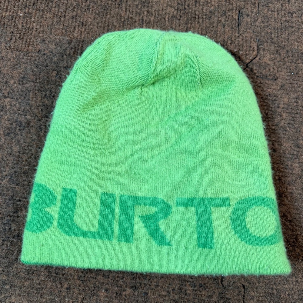 Burton Beanie Hat Mens Lime Green Knit Snowboard Ski Logo Winter Cap 2566